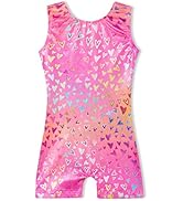 Domusgo Gymnastics Leotards for Girls Sparkly One-Piece Pro Kids Unitard Biketards with Shorts