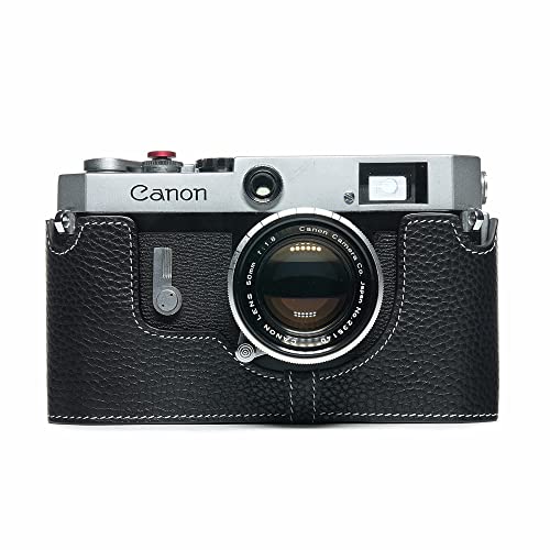 TP Original Canon Model 7 Canon P Canon VL Canon VL2 Canon ViL 専用 ハンドメイド 本革 ボディケース ハーフカメラケース バッグ カバー (ブラック)