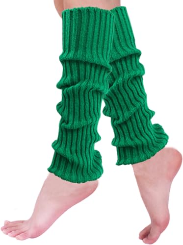 Galsang Women Juniors 80s Eightys Ribbed Leg Warmers for Party Sports Ribbed Knitted Long Socks Fashion Accessories #B209 (Green One Size)