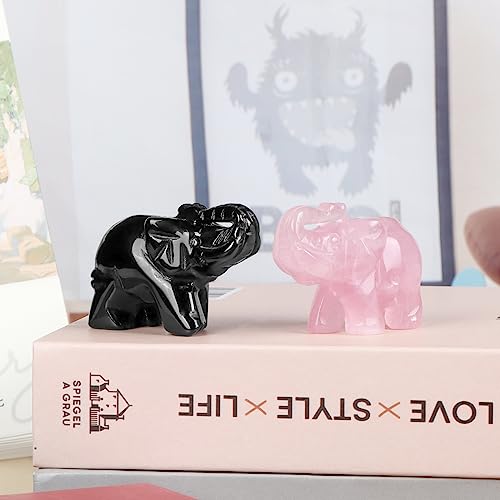 Figura Decorativa Elefante de Cristal Obsidiana Negra 2" miniatura 6
