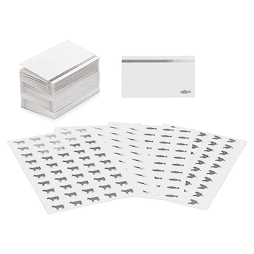 50-Pack Place Cards for Weddings â€“ Elegant Name Cards for Table Setting â€“ Pre-Folded & Tented Table Place Cards â€“ with 200 Self-Adhesive Meal Choice Stickers â€“ Silver Foil Design