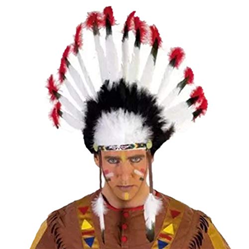 Srliya Coiffe de Chef Amérindien, Chapeau Indien à Plumes de Hibou, Plumes Artificielles Colorées, Bandeau Réglable pour Adultes et Enfants, Idéal pour Halloween ou Fête Déguisée