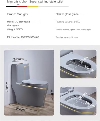Inodoro sifónico super, inodoro de una pieza con descarga dual y silenciosa, innovador inodoro de cerámica para baño en casa y hotel, A-695x750x370mm miniatura 5