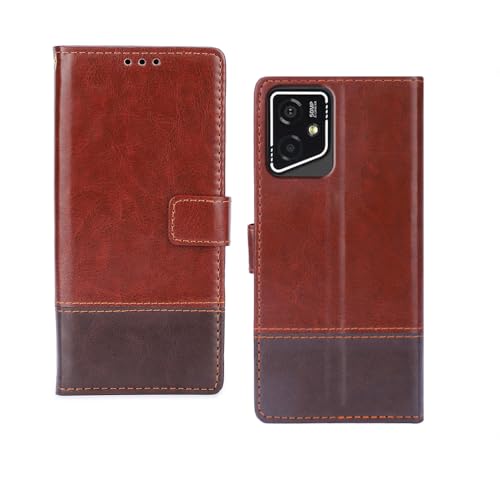 Image of amazon basics Lava Yuva Star 2 5G Flip Cover | Card Pockets Wallet & Stand | Flip Cover for Lava Yuva Star 2 5G (Tan and Coffee)