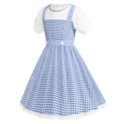 Disfraz azul a cuadros para niñas con accesorios miniatura 5