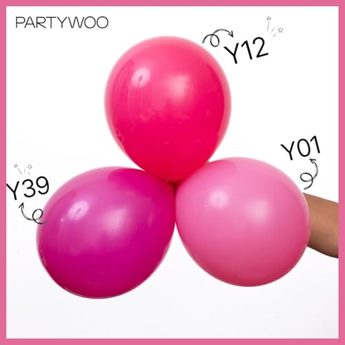 Image of PartyWoo Hot Pink Balloons 140pcs Different Sizes of 18 12 10 5 Inch Magenta Fuchsia Dark Pink Balloon Arch Kit Garland for Wedding Girl Baby Shower Princess Birthday 1950s Party Decorations Pink-Y01