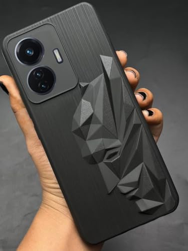 Image of NIUKIN Silicone Mobile Back Case for Vivo T1 44W 4G / iQOO Z6 44W 4G | Engraved Design | 360 Degree Protection | Shockproof Scratch Proof Cover | Black