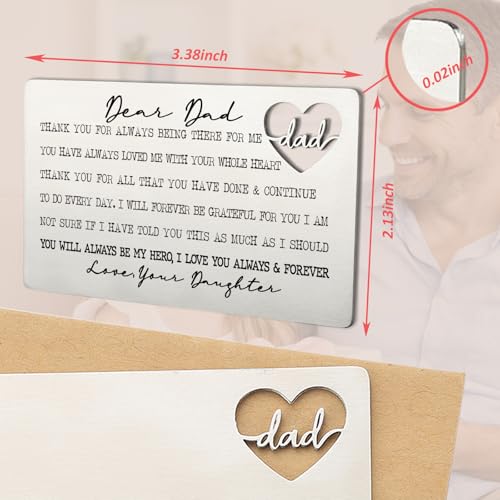 Image of YODOCAMP Dad Appreciation Wallet Card, Thank You Gift from Daughter, Encouragement Greeting Card for Father, Everyday Reminder of Love and Gratitude, Pocket Size Message Card QBK17