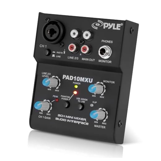 Pyle 2-Channel Audio Mixer - DJ Sound Controller Interface with USB Soundcard for PC Recording, XLR and 3.5mm Microphone Jack, 18V Power, RCA Input and Output for Professional and Beginners - PAD10MXU