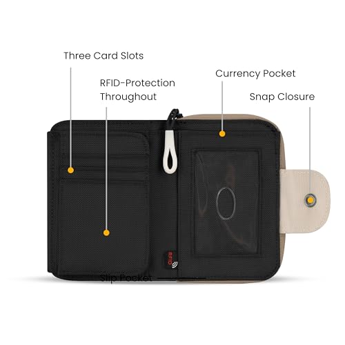 Image of Sherpani Barcelona, Nylon Bifold Zipper Pocket Wallet for Women, Travel Bag, RFID Protection