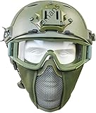 Taktisches PJ-Schnellhelm-Combo-Set, Taktische Schutzbrille Und Faltbare Masken-Ohrschützer, Verwendet Für Outdoor-Sport-Airsoft-Spiele