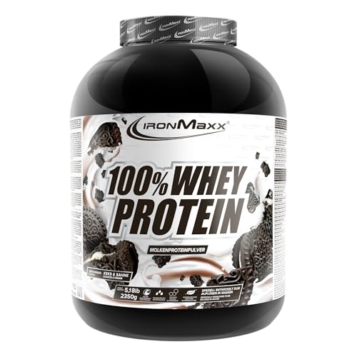 IronMaxx 100% Whey Protein Pulver 2350g - Cookies und Cream | Cremiger Eiweißshake mit BCAAs & EAAs | High Protein, Low Carb & zuckerarm | Ideal für Muskelaufbau, Diät & Fitness Design kann variieren