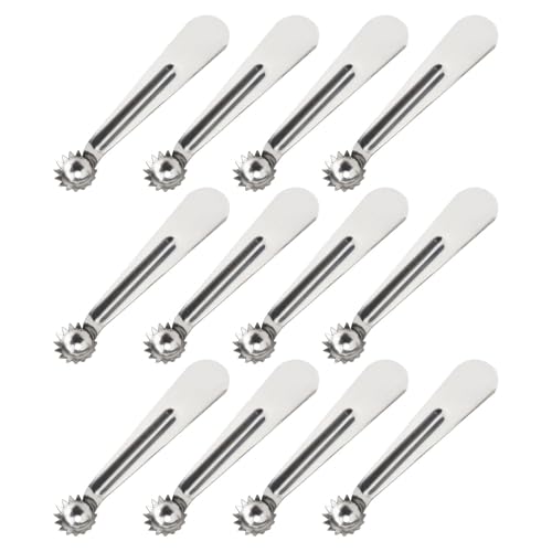 MOKKHNB ステンレススチール製フルーツコアラー12個 - イチゴの皮むき器、トマトの種取り器、メロンボーラー - 缶詰やサラダ作りに便利なキッチン準備ツール