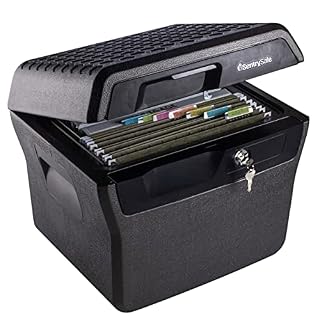 SentrySafe Fireproof and Waterproof Lock Box with Key Lock, File Safe with Carrying Handles for Documents, 0.66 Cubic Feet, 14.1 x 16.6 x 13.8 Inches, FHW40100