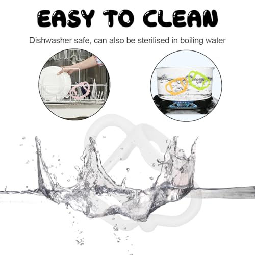 2 Pcs Silicone Baby Bottles Handle Wide Neck Bottle Grip Universal Fit Baby Bottle Holders for Baby Self Feeding (White)