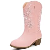 Motasha Cowboy Boots Cowgirl Boots Sparkle Boots Rhinestone Western Boots Parkly Pink Size 1 Birthday(M7113 Classic Pink 1)