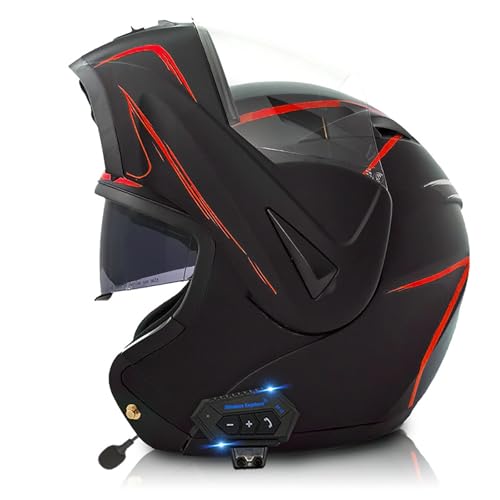 Casque intégral moto Bluetooth avec haut-parleur et micro pour appels clairs en route