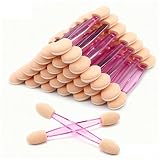 XEAOHESY 50 Pieces Pink Handle Dual-Sided Eyeshadow Applicators - Makeup Sponge Tools for Eyes...