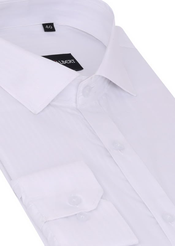 Image of MARK & ALBERT Men's Striped Full Sleeves Cotton Formal Shirt White | Stylish Shirt for Men