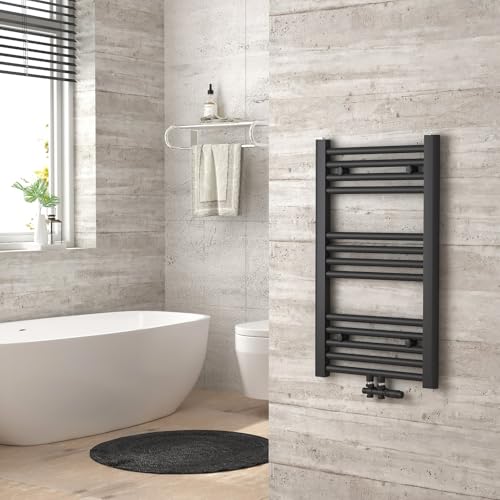 Heilmetz Anthrazit BadHeizkörper 40 x 70 cm Handtuchtrockner Bad-Heizkörper Handtuchheizkörper Mittelanschluss Heizung 663 Watt Leistung Handtuchwärmer