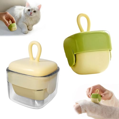 2Pcs Mini Lint Remover Roller Reusable Lint Gel Roller Washable Pet Dog Cat Hair Remover for Clothing Pet Hair Dust Lint Travel and Home Use(Green+Beige)