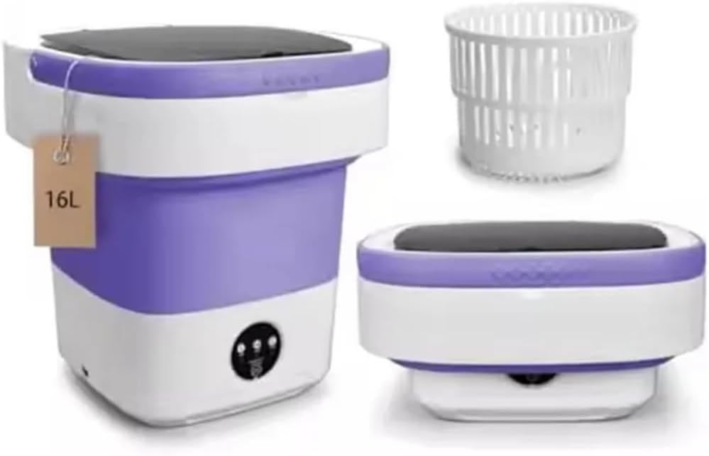 Portable Washing Machine 16L - Foldable Mini Washer & Spin Dryer for Underwear, Baby Clothes, Apartments, Dorms, RV, Travel - Compact Countertop