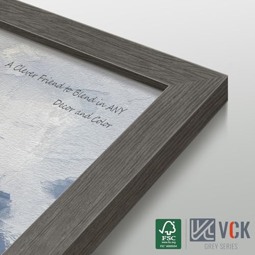 Image of VCK 13x19 Frames 3 Pack, Gray Grey Poster Frame MDF Wood with Polished Plexiglass, Wall Mounting Horizontal & Vertical Display