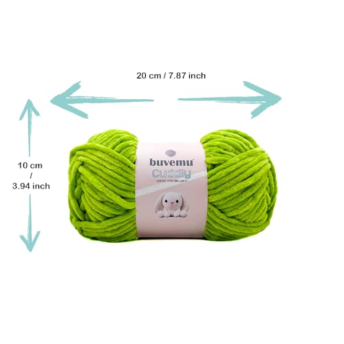 Image of Cuddly Velvet Chenille Yarn, Super Soft Fluffy Bulky for Knitting Crocheting Crafting Blanket Amigurumi, Durable for Shedding, 100 Gram (3.53 Ounces) 109 Yards (100 Meters) (Apple Green)