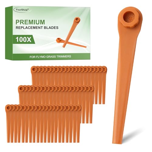 FourShow Pack of 100 Plastic Blades FLY083 Compatible with Flymo SimpliTrim Li | EasiTrim 230 Grass Trimmer Replacement Blades 598523101