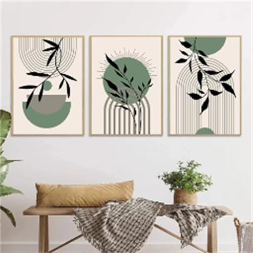 Arte mural estilo boho sobre lienzo impreso de alta definición con motivos de sol y plantas