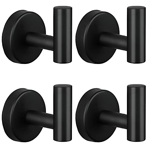 4 Pack Bathroom Towel Hooks Robe Hooks SUS304 Stainless Steel Coat Hooks Heavy Duty Clothes Wall Hooks for Kitchen Bathroom Garage Hotel Pool