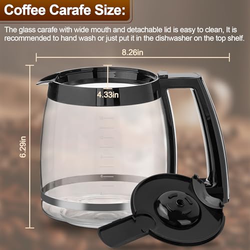 12-Cup Glass Carafe Replacement for Cuisinart Coffee Maker, DCC-1200PRC Coffee Pot Replacement Cuisinart CoffeeMaker DCC-1200, DGB500BK, DCC-1100BK, DCC-2650, CHW-12, DGB-550BK1, DGB-625BC, DGB-700BC