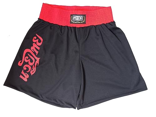 Punch Silk Shorts Muay Thai, Unissex, Preto/Vermelho, M