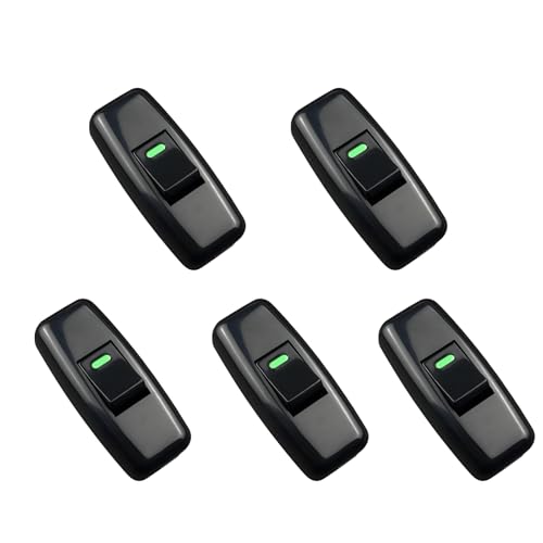 Leloco 5 Stück Schalter 250V 10A Lnline Schalter Zwischenschalter Kabelschalter lampenschalter für 2-adrige Zuleitungen Schnurschalter für Lampen Tischlampen Schwarz