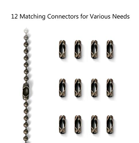 Smotecq Ceiling Fan Pull Chain, 120" Rust Proof Copper 3Mm Beaded Extension Chains With 12 Matching Connectors, Bronze #TOP2