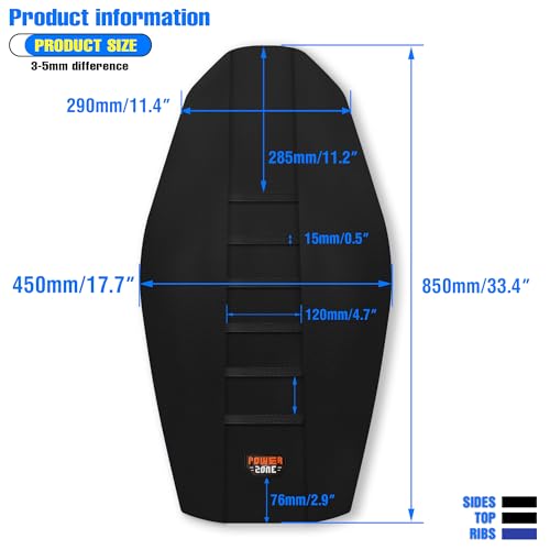 MCHMFG Motorcycle Universal Seat Cover Non-Slip Rubber Striped Gripper Soft Sewing for Yozma In10 CRF WR WRF RMZ YZF SXF EXC EXC XC SX CR KLX Dirt Pit Bike Motocross Off Road Motorbike (Black) by MCHMFG - Used condition - Image 4