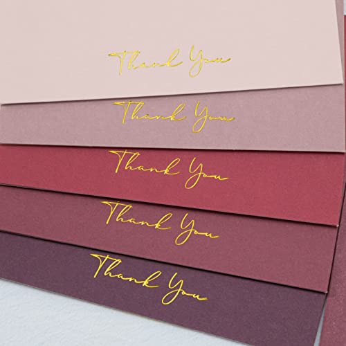 Crisky 4x6 Burgundy Red Thank You Cards with Envelopes & Stickers， 50 Pack Bridal Shower Graduation Thank You Cards Small Business, Wedding Baby Shower Birthday Funeral Notes Bulk