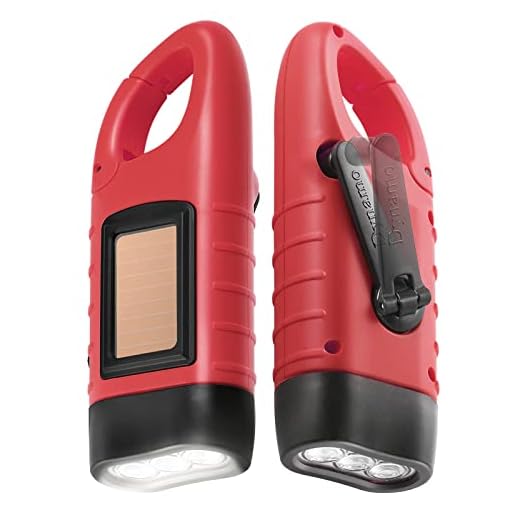 Simpeak Led-zaklamp op zonne-energie, 2 stuks, zwengel, dynamo, noodlicht met karabijnhaak voor buiten, camping, klimmen, wandelen