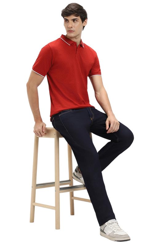 Image of Dennis Lingo Men's Navy Cotton Polo Neck Tshirt, Regular Fit Half Sleeve