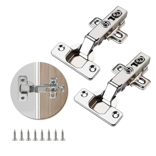 DmDoyy 2 PCS Bisagras Puertas Cocina, Bisagras De Armario, Con Función De Cierre Amortiguado, 90 Grados De Parada De Esquina, Bisagra De Rollo Frío Con Tornillos (8 Tornillos)