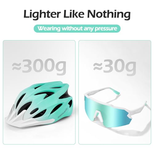 Image of Odoland Adult Bike Helmet with Cycling Sunglasses Set for Men & Women | Safety Certified Bicycle Helmet, UV Protection Glasses, Adjustable Dial for Mountain, Urban, Skating, Road, City Commuting