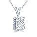 Fifth and Fine 1/8ct tw Diamond Square Cluster Fashion Pendant in Sterling Silver with 18