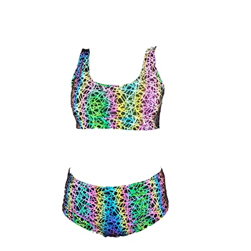 Bikini réfléchissant arc-en-ciel BaronHong pour femme avec motif peau de serpent