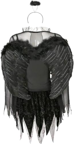 Image of Halloween Women Costumes Black Bat Fallen Angel Devil Vampire Witch Dress Adult Cosplay Accessories