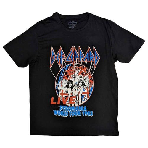 T-shirt Def Leppard Pyro World Tour Rock Off unisexe noir XXL