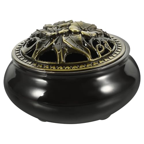 NUOBESTY Ceramic Incense Burner Small Celadon Aroma Stove for Home Use with Black Smooth Finish Incense Holder Suitable for Sandalwood Palo Santo Sage and Frankincense