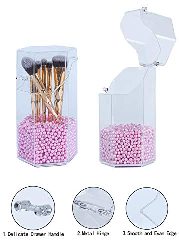 Image of Elegant Dustproof Makeup Storage Organizer Box, Waterproof Large Cosmetics Organizer Storage with Drawers Skincare Cosmetic Display Cases for Countertop Bathroom Dresser Dedroom