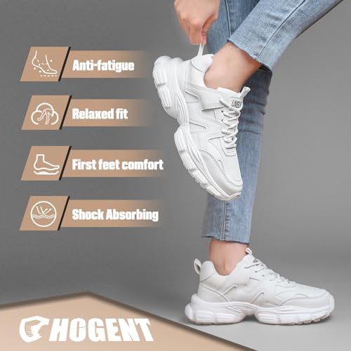 Image of Hogent Steel Toe Shoes for Women Men Wide Non Slip Composite Work Sneakers Indestructible Comfortable Safety Tennis Shoes Lightweight Breathable Construction Sneakers Puncture Proof Ergonomic Design