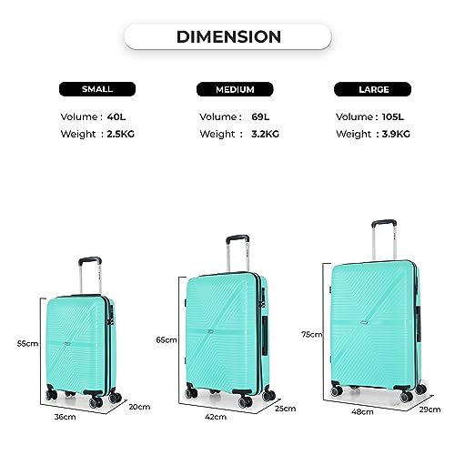 Image of Stony Brook Nasher Miles Axis 75 Cm 28 Inch Polypropylene Hard-Sided 4 Wheels Spinner Check-in Luggage Trolley Bag (Light Blue)