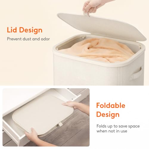 Image of Lifewit 85L Large Laundry Basket with Wheels and Lid, White
